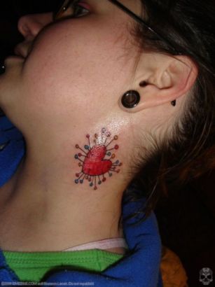 Girl's Neck Heart Tattoo
